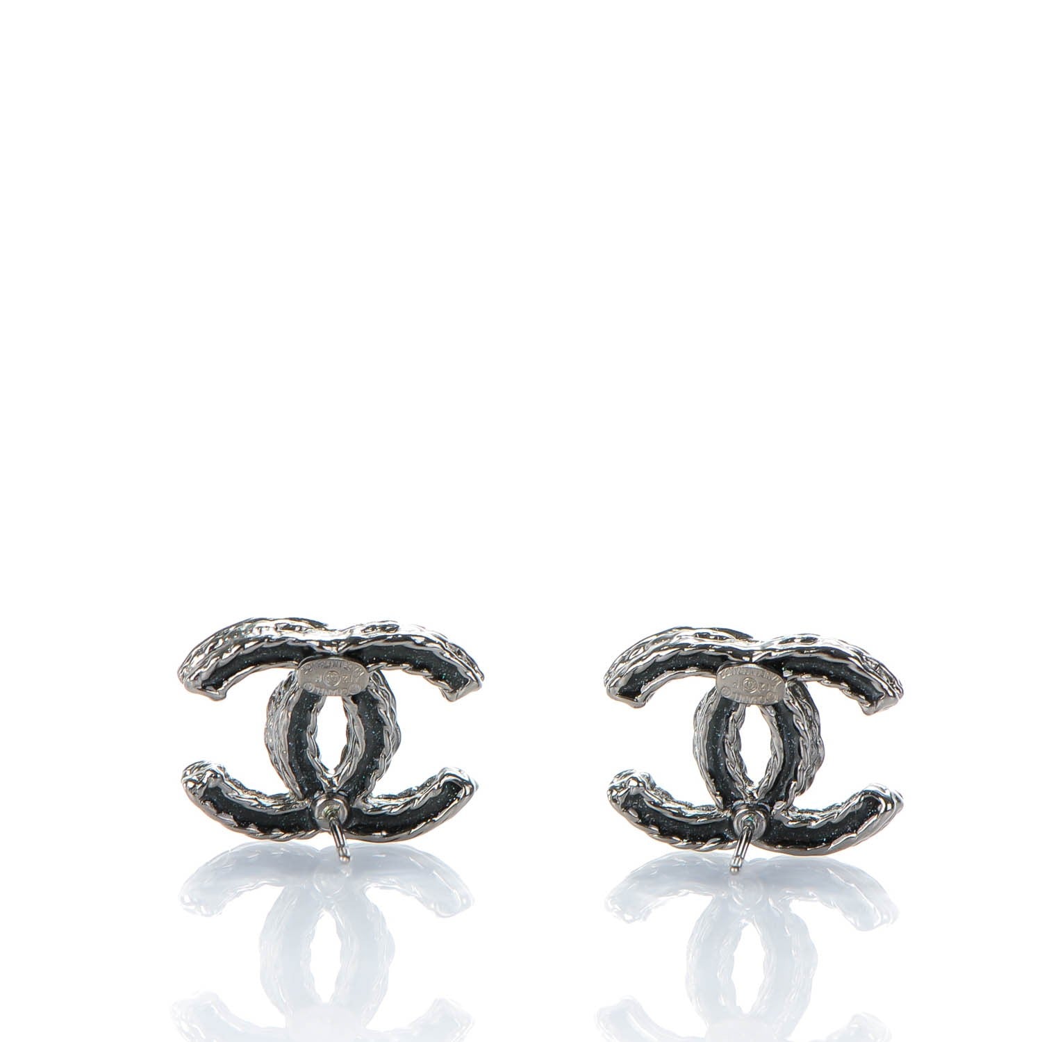 Chanel Crystal CC Earrings Ruthenium Black 3 of 5