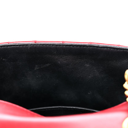 Saint Laurent Patent Matelasse Monogram Small Vicky Chain Bag Red 12 of 17
