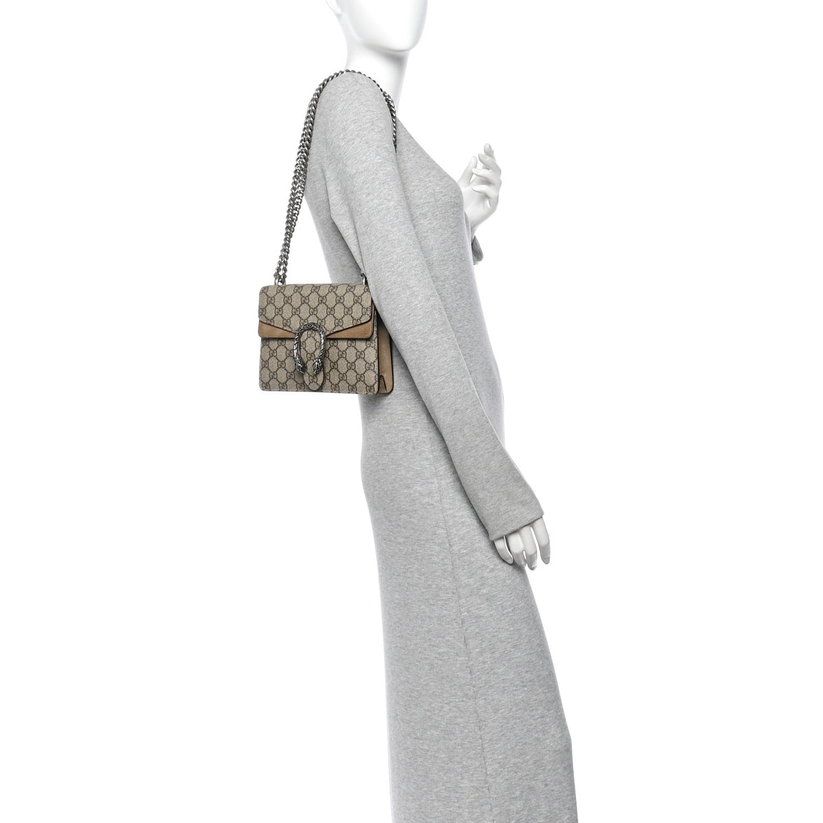 Gucci GG Supreme Monogram Mini Dionysus Shoulder Bag Taupe 2 of 12