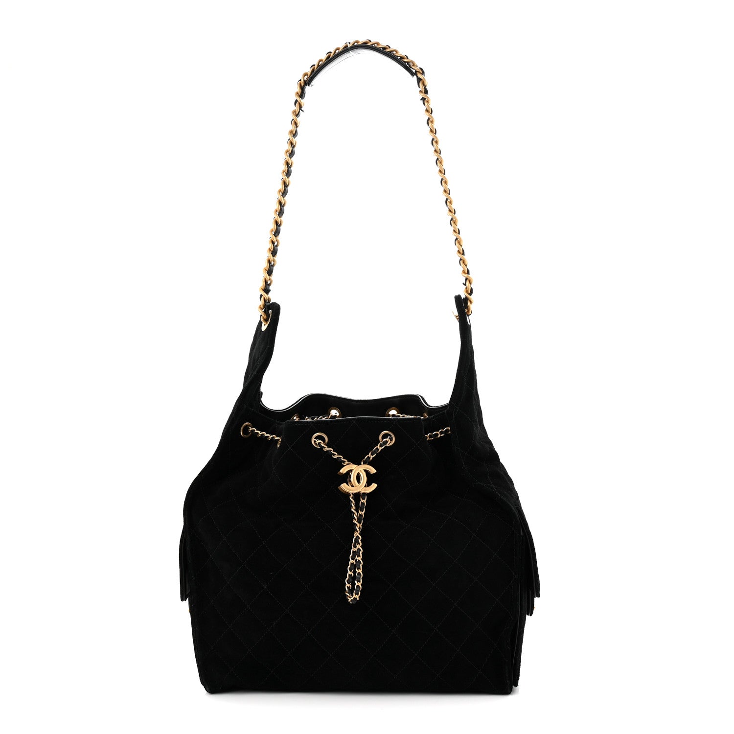 Chanel Suede Quilted Medium Chanel 25 Handbag Black 1 of 10