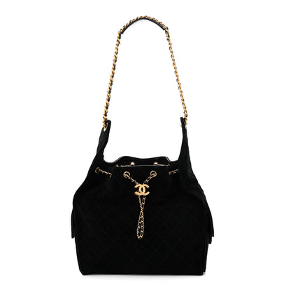 Chanel Suede Quilted Medium Chanel 25 Handbag Black 1 of 10