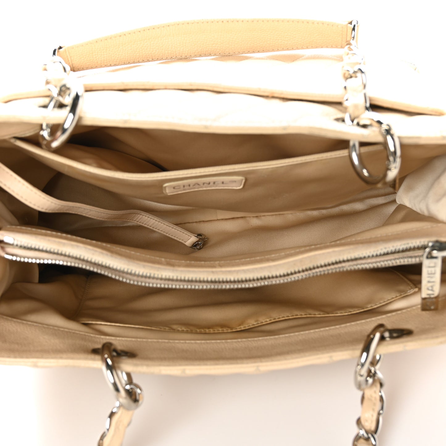 Caviar Quilted Grand Shopping Tote GST Beige Clair