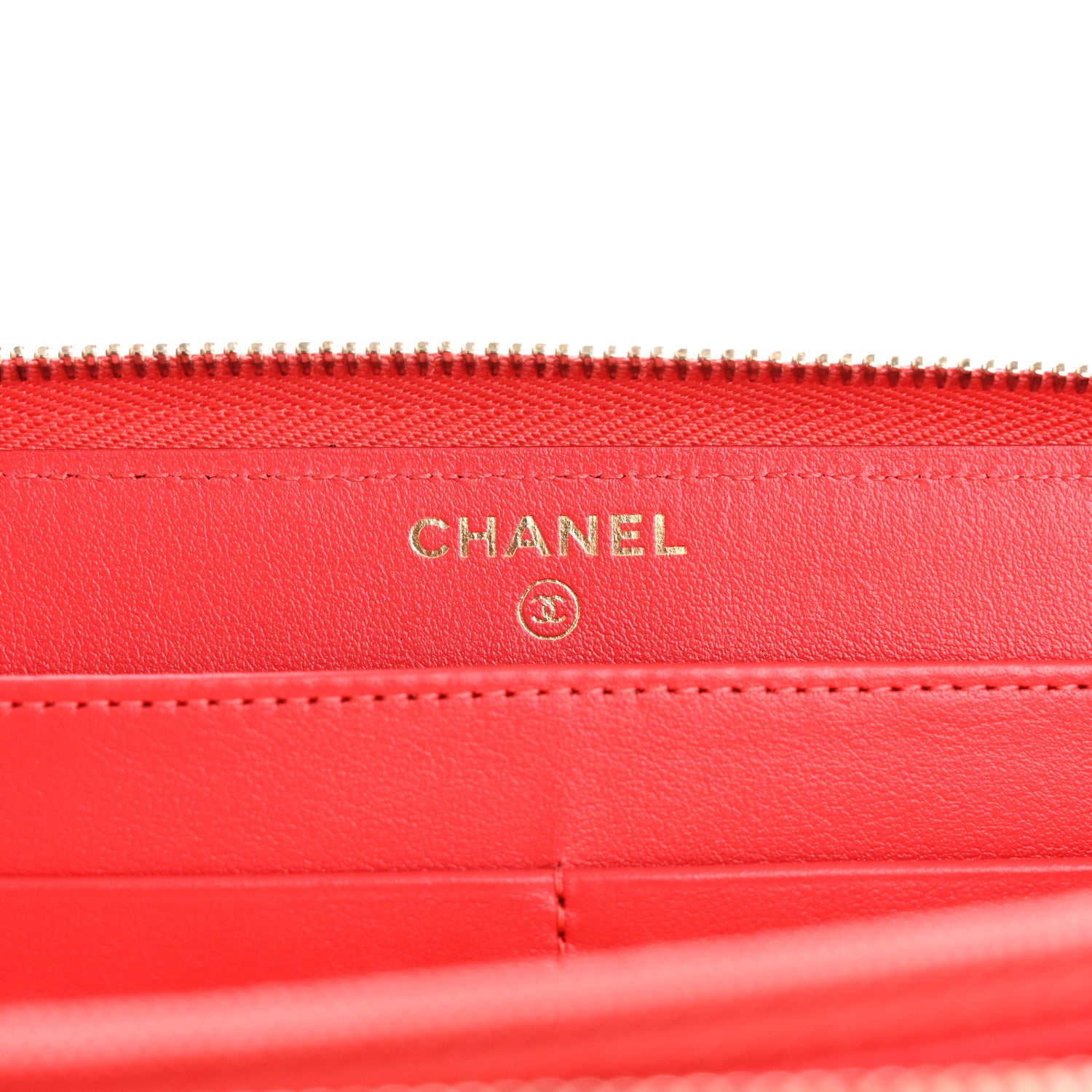 Chanel Caviar Quilted Large Gusset Zip Around Wallet Red 6 of 11