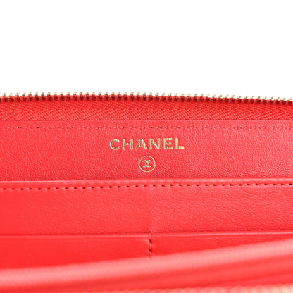 Chanel Caviar Quilted Large Gusset Zip Around Wallet Red 6 of 11