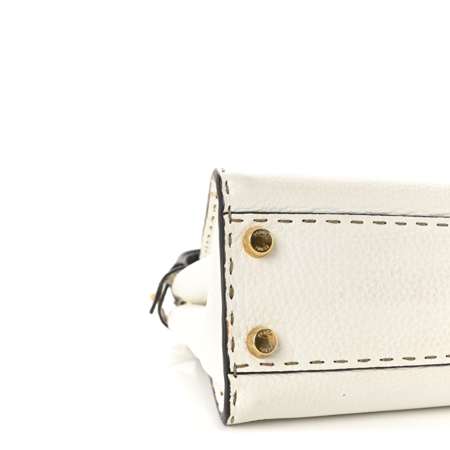 Fendi Cuoio Romano Selleria Tri-color Mini Peekaboo Iconic Satchel White Indaco Saddler 8 of 9