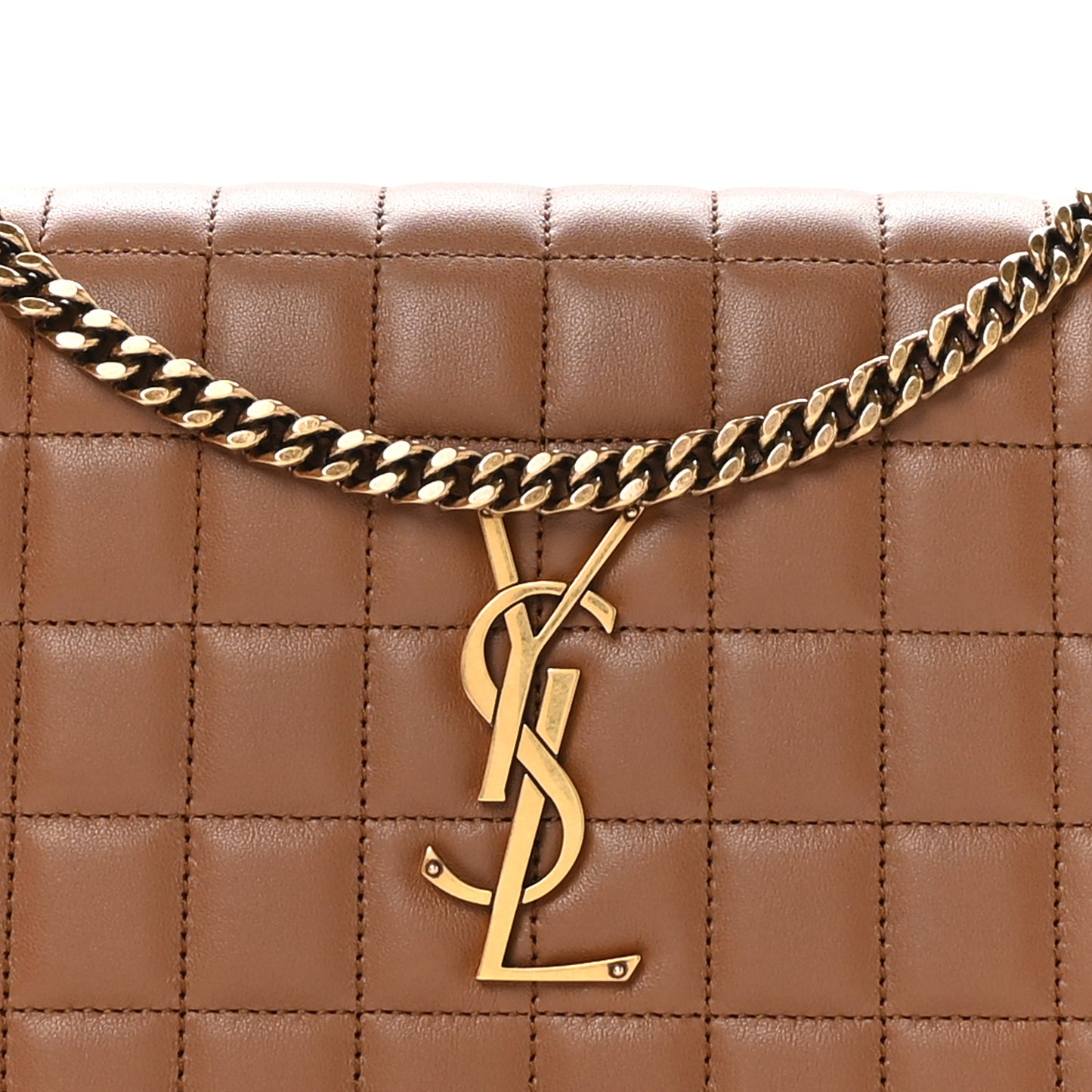 Lambskin Carre Quilted Cassandre Chain Wallet Brown