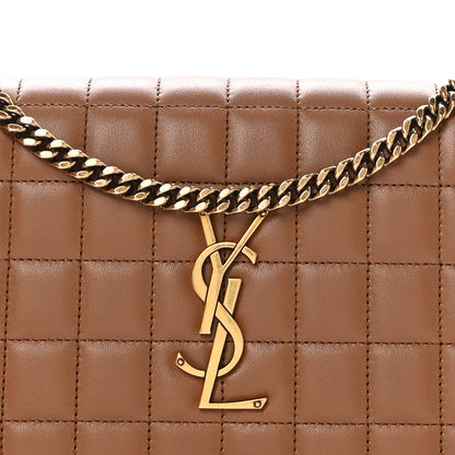 Saint Laurent Lambskin Carre Quilted Cassandre Chain Wallet Brown 8 of 12