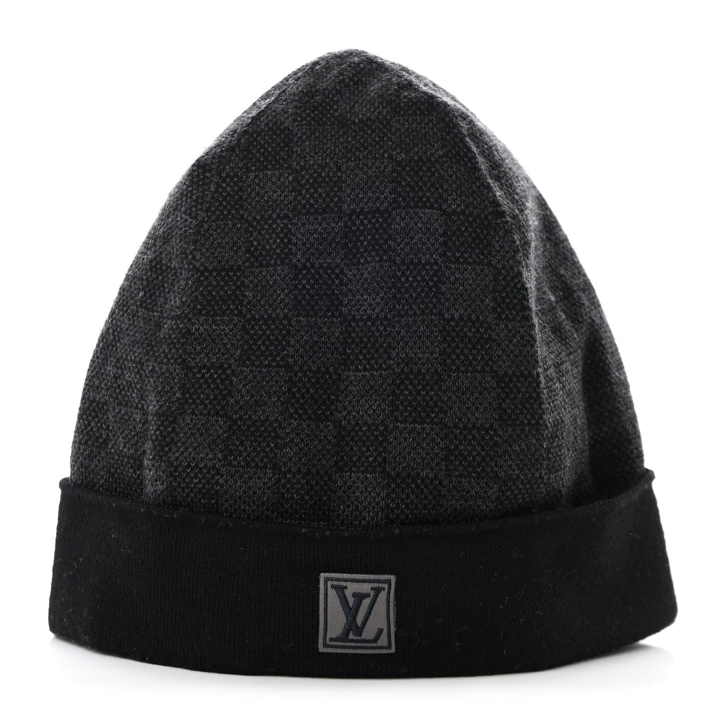 Wool Bonnet Petit Damier Graphite Beanie Hat