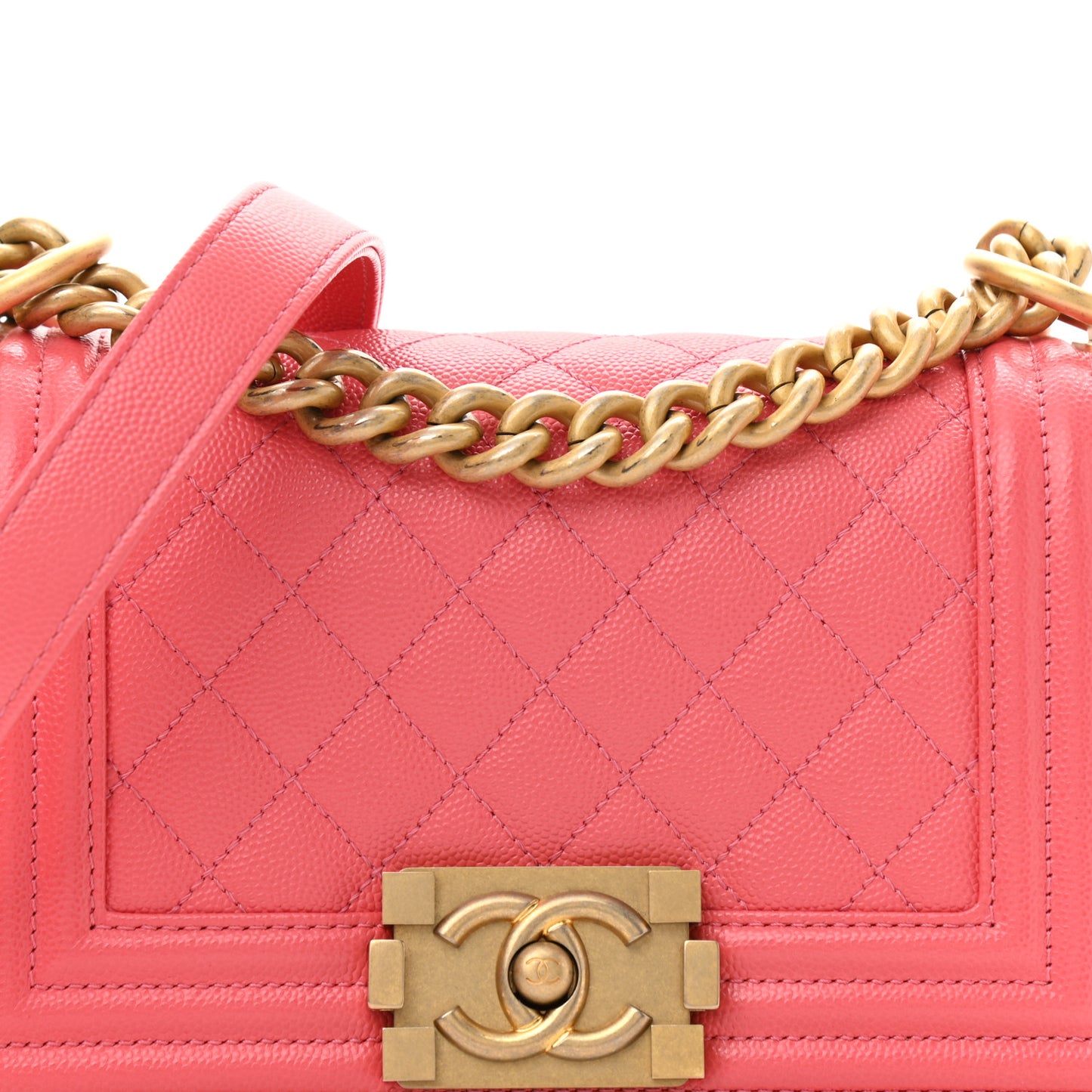 Caviar Quilted Small Boy Flap Pink