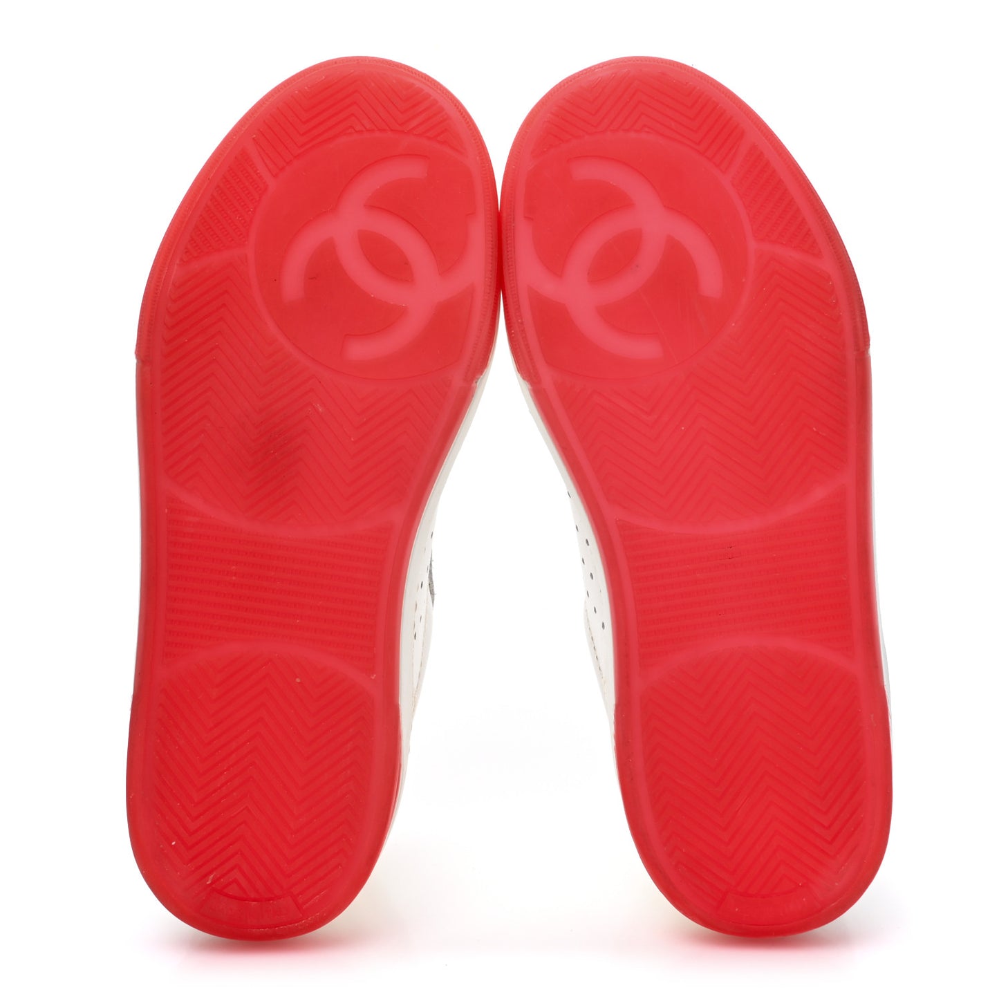 Grained Calfskin Fabric Womens Logo Sneakers 35 White Red
