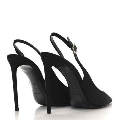 Saint Laurent Grosgrain Penelope Zoe 105 Slingback Pump 38 Black 5 of 10