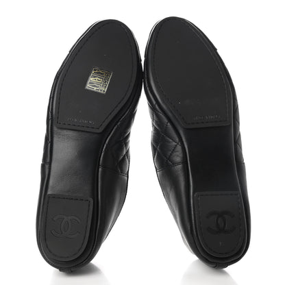 Chanel Lambskin Quilted Cap Toe Slipper With Pouch 37 Black 5 of 9