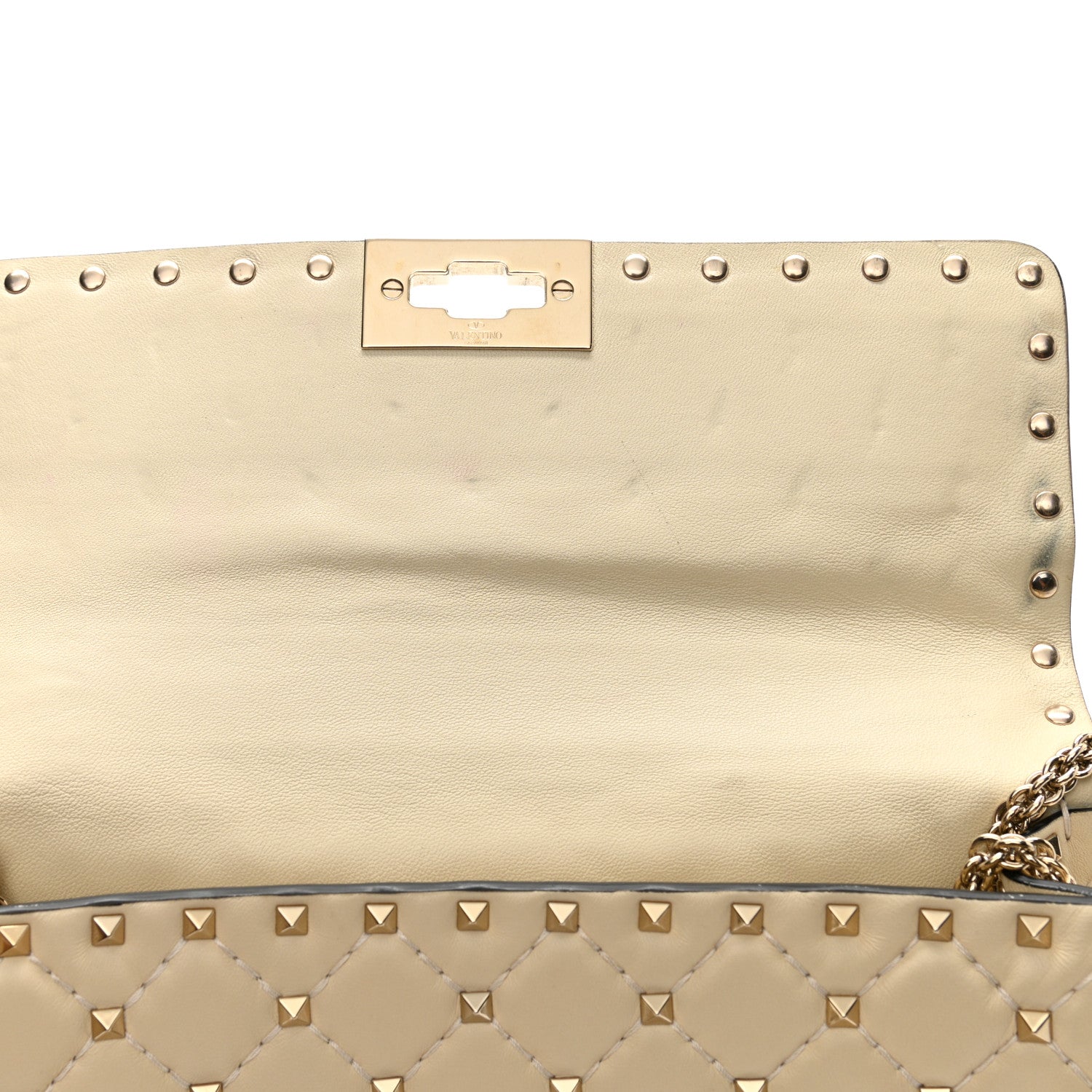 Valentino Garavani Nappa Medium Rockstud Spike Shoulder Bag Light Ivory 10 of 13