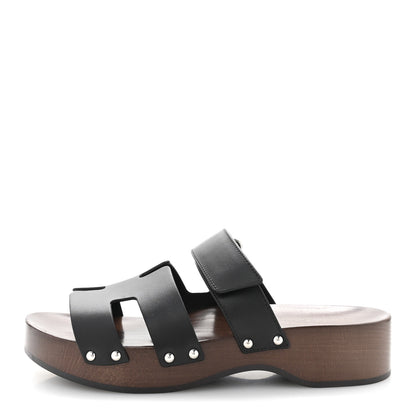 Hermes Calfskin Womens Kos Clog 38 Black 1 of 10