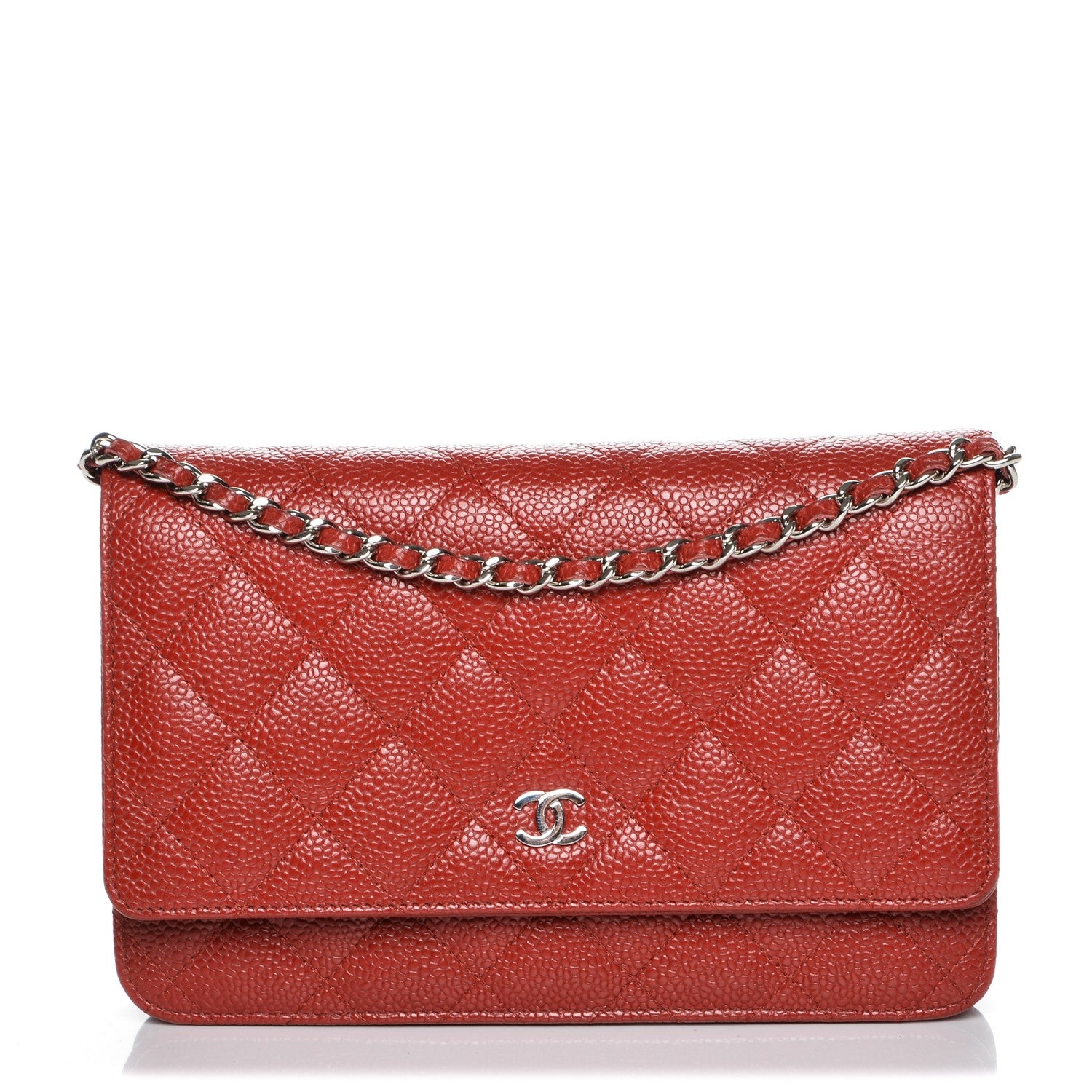 Chanel Caviar Quilted Wallet On Chain WOC Red 1 of 8