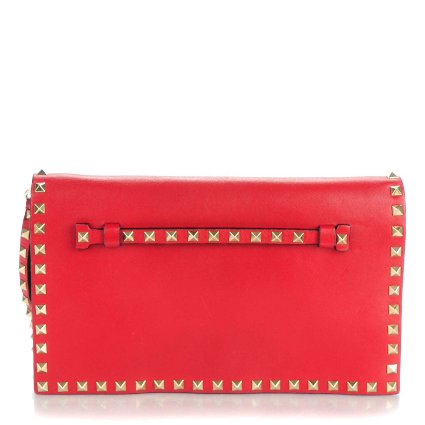 Nappa Rockstud Wristlet Clutch Rosso Valentino