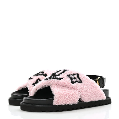 Louis Vuitton Shearling Paseo Sandals 40 Pink 3 of 8