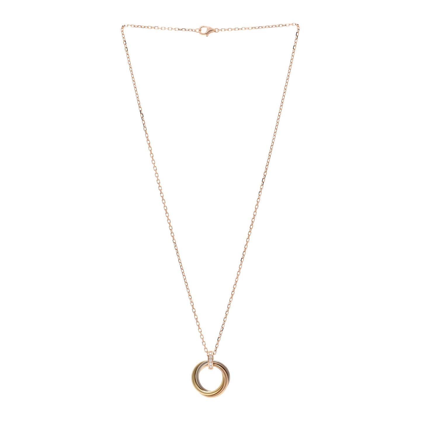18K Pink White Yellow Gold Diamond Trinity Pendant Necklace
