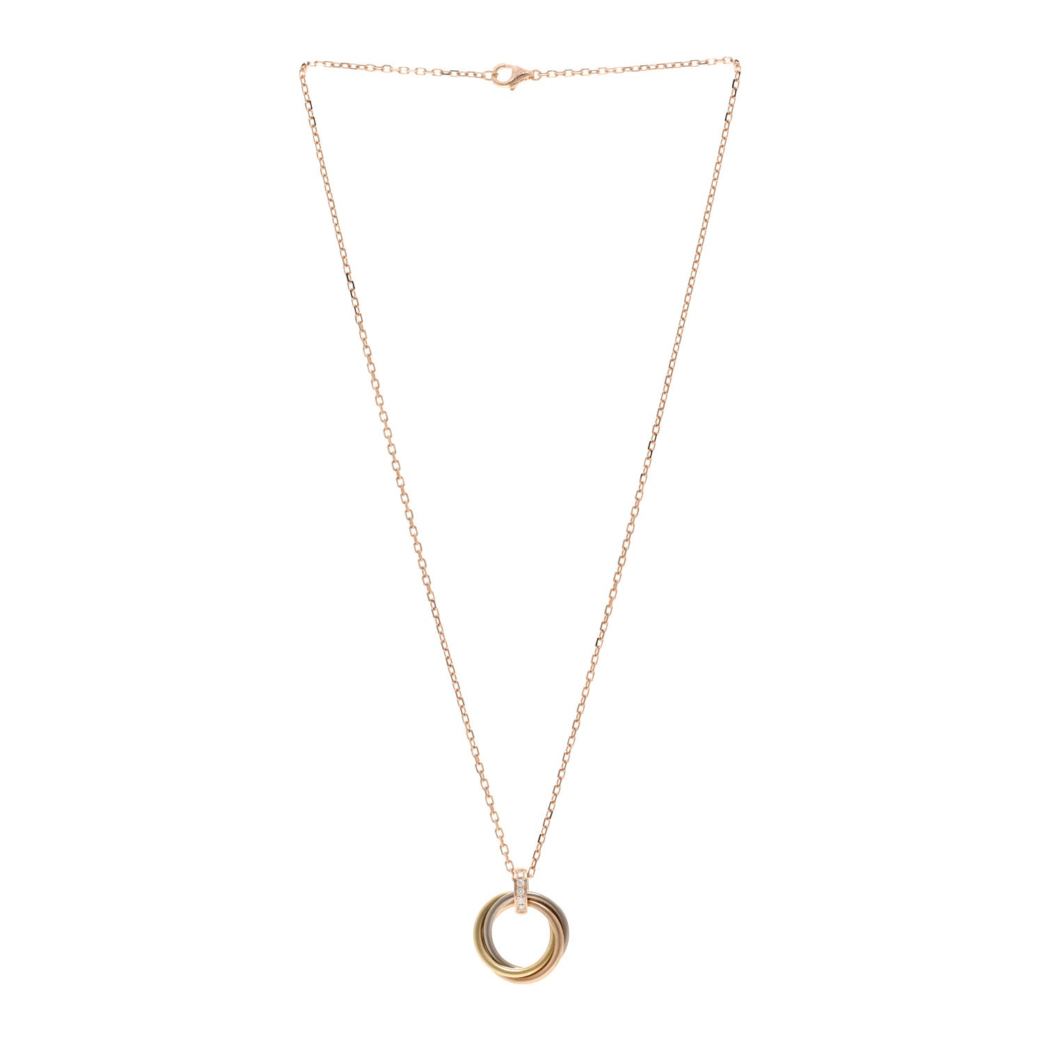 Cartier 18K Pink White Yellow Gold Diamond Trinity Pendant Necklace 3 of 4