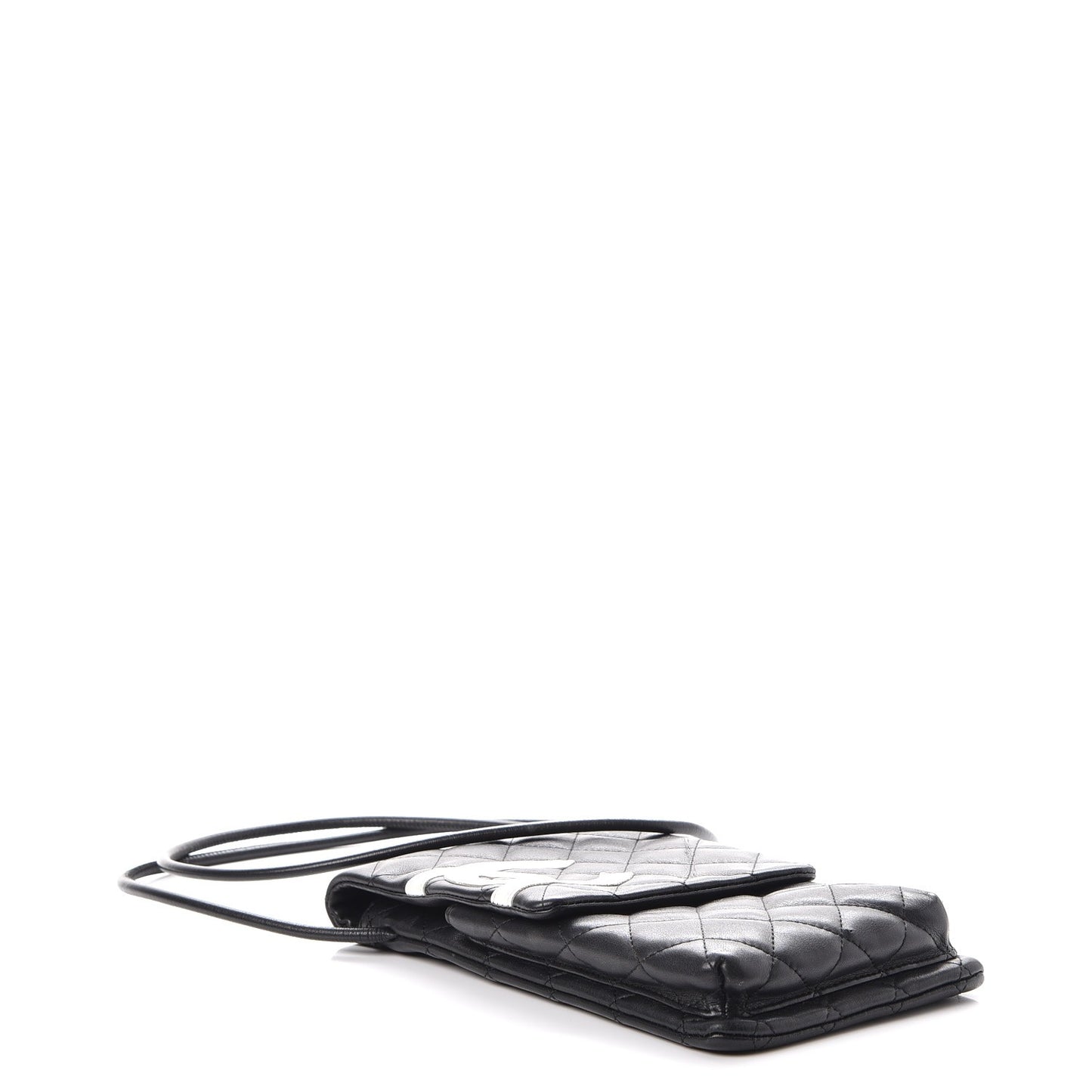 Calfskin Quilted Cambon Crossbody Messenger Black White