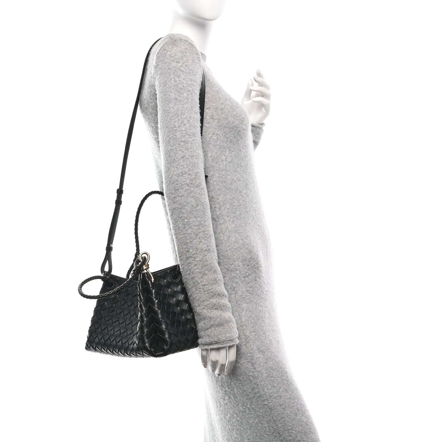 Nappa Intrecciato Small Parachute Shoulder Bag Black