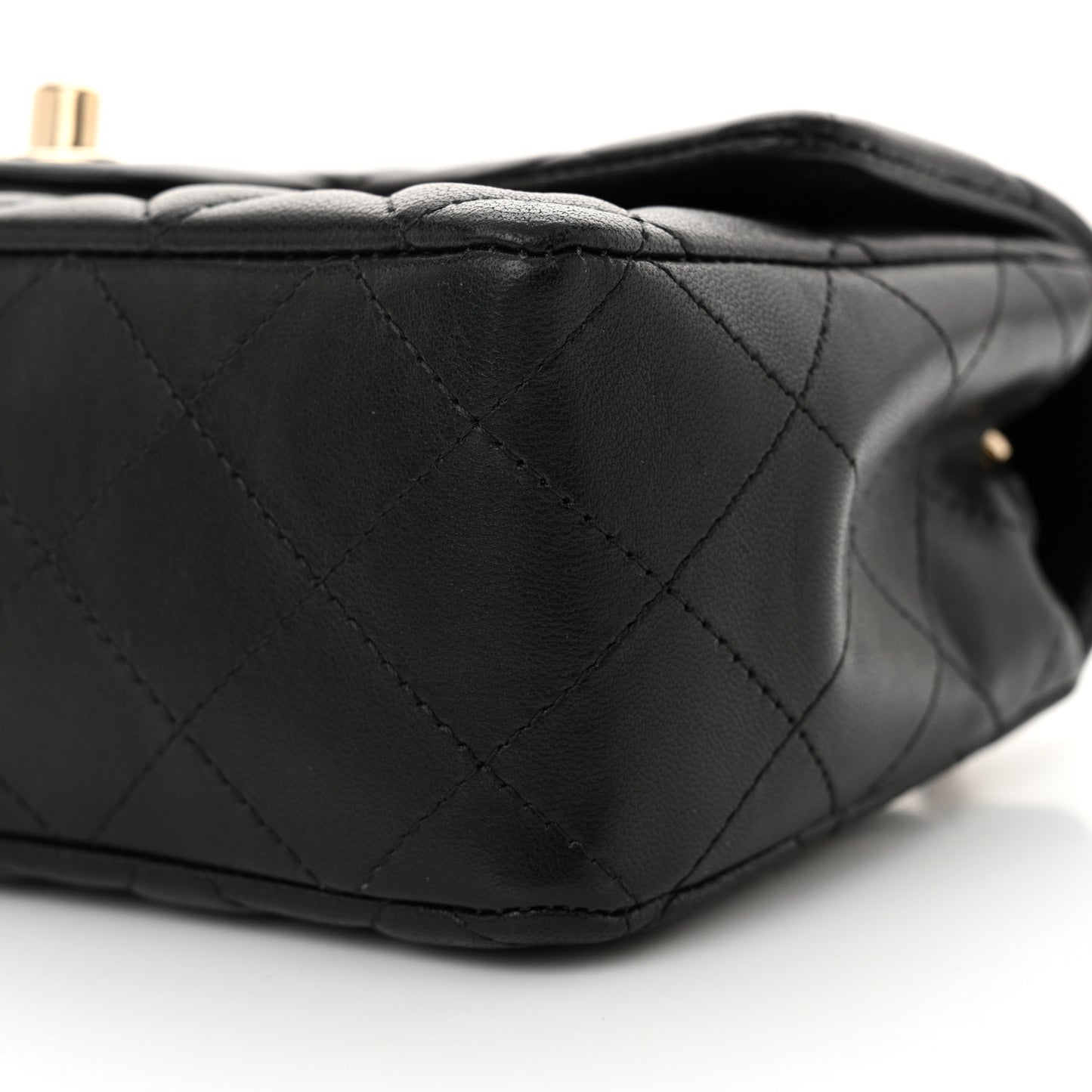 Lambskin Quilted Mini Rectangular Flap Black