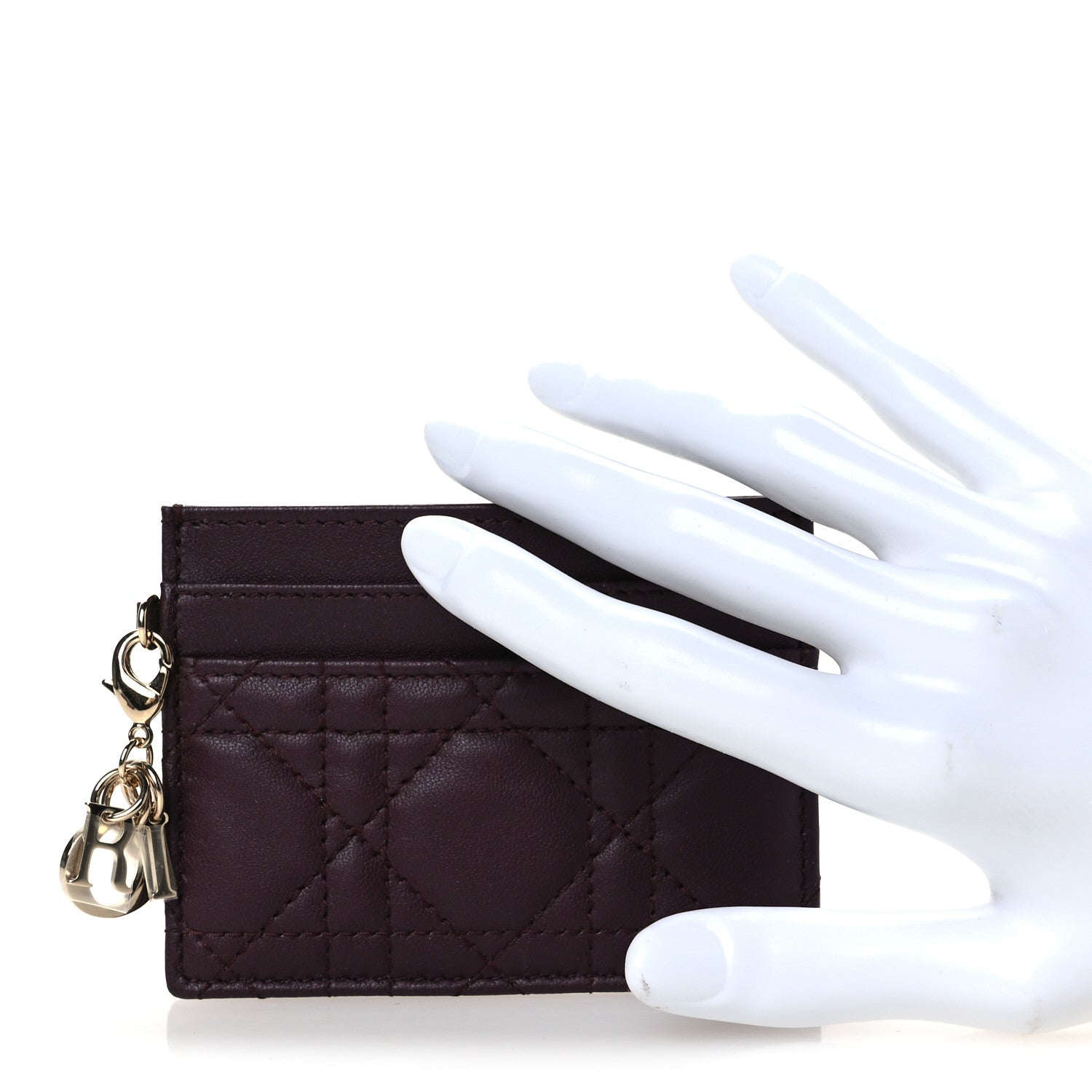 Christian Dior Lambskin Cannage Lady Dior Card Holder Deep Amaranth 2 of 9