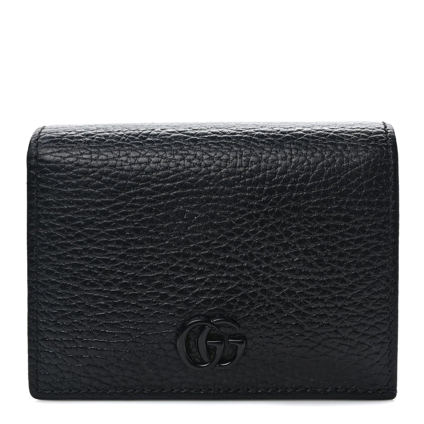 Dollar Calfskin Enamel Monochrome GG Marmont Card Case Black
