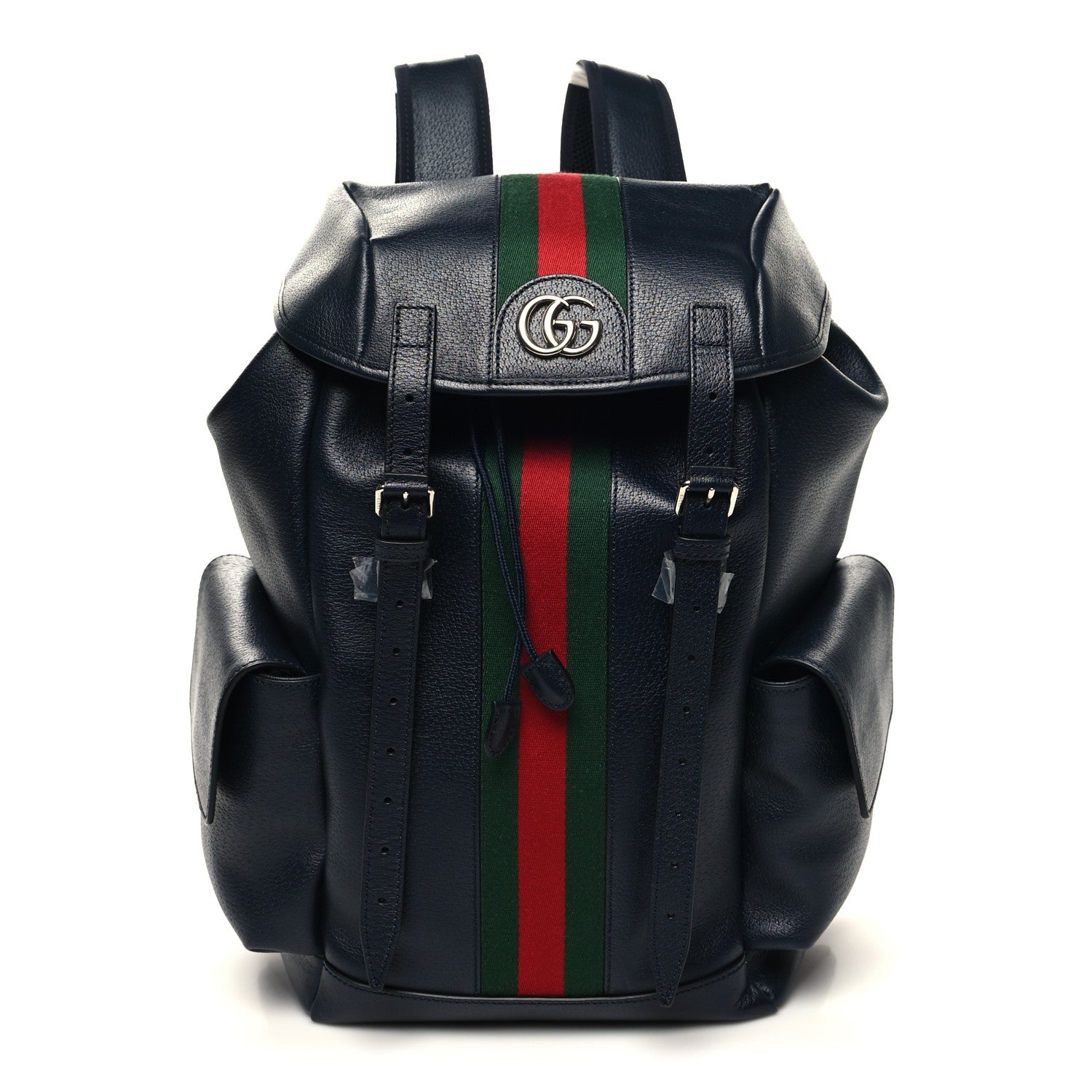 Gucci Textured Dollar Calfskin Web Medium Ophidia Double Buckle Backpack Blue Agata 1 of 11