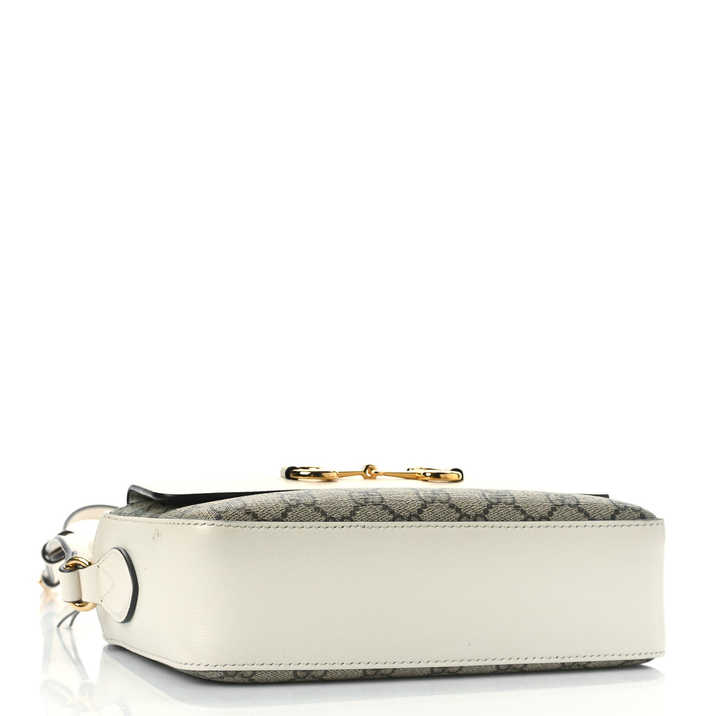 GG Supreme Monogram Small Horsebit 1955 Shoulder Bag Beige Mystic White