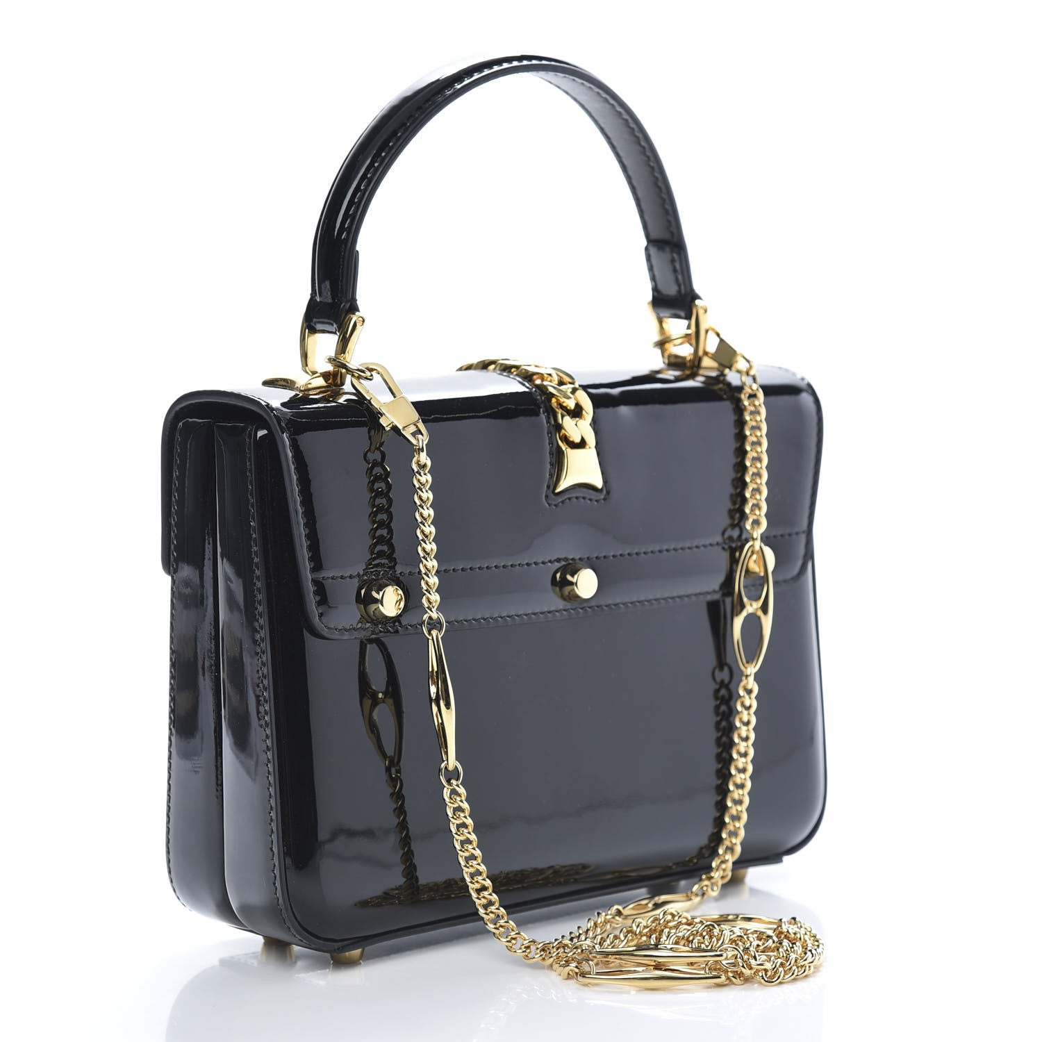 Gucci Mousse Top Patent Mini Sylvie 1969 Top Handle Bag Black 4 of 13
