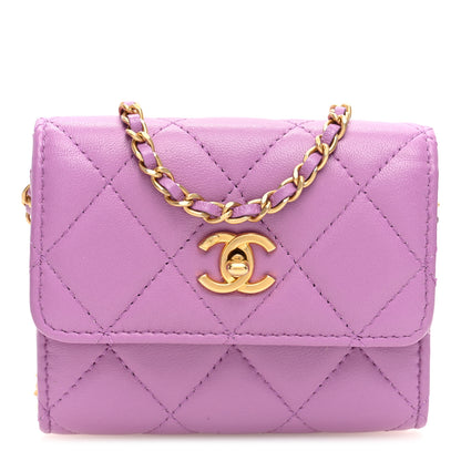 Chanel Lambskin Quilted Pearl Crush Clutch With Chain Purple 1 of 11