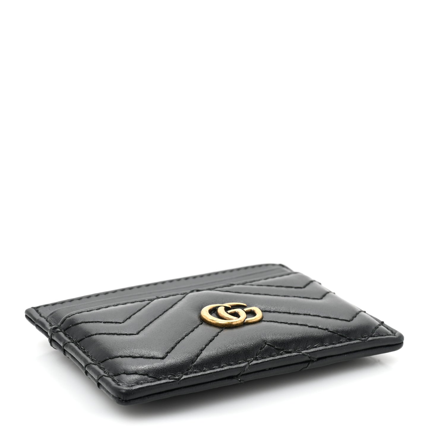 Calfskin Matelasse GG Marmont Card Holder Black