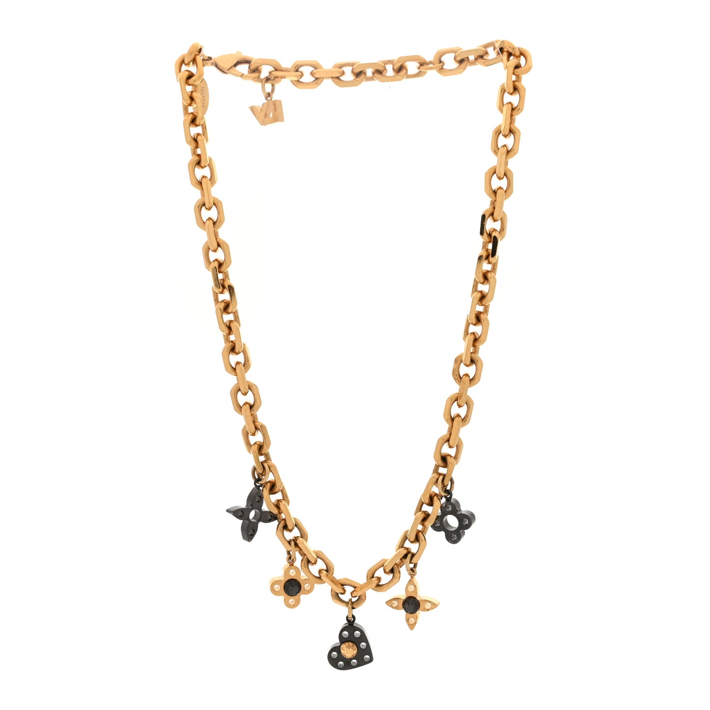 Monogram Hide and Seek Necklace Gold Black