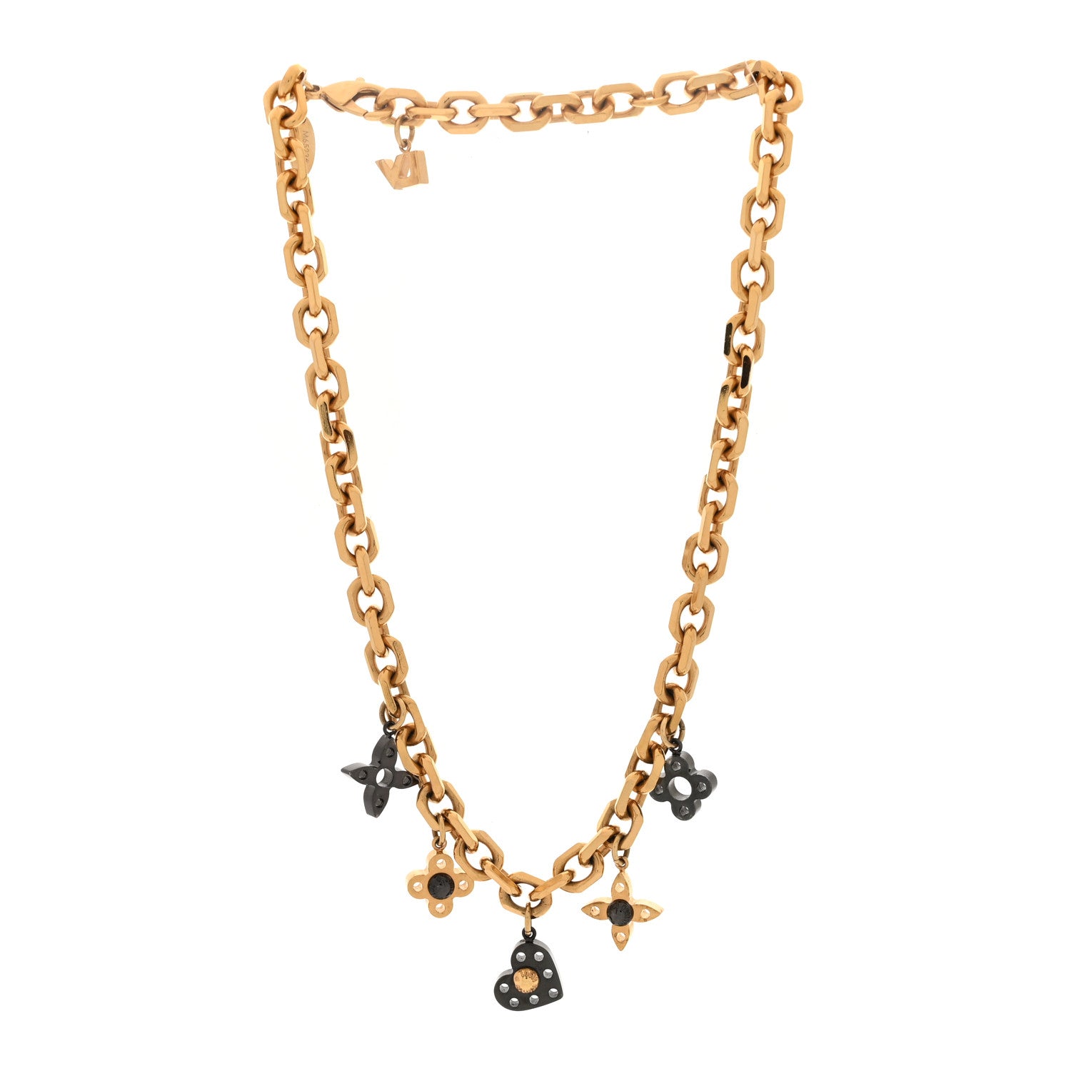 Louis Vuitton Monogram Hide and Seek Necklace Gold Black 1 of 7