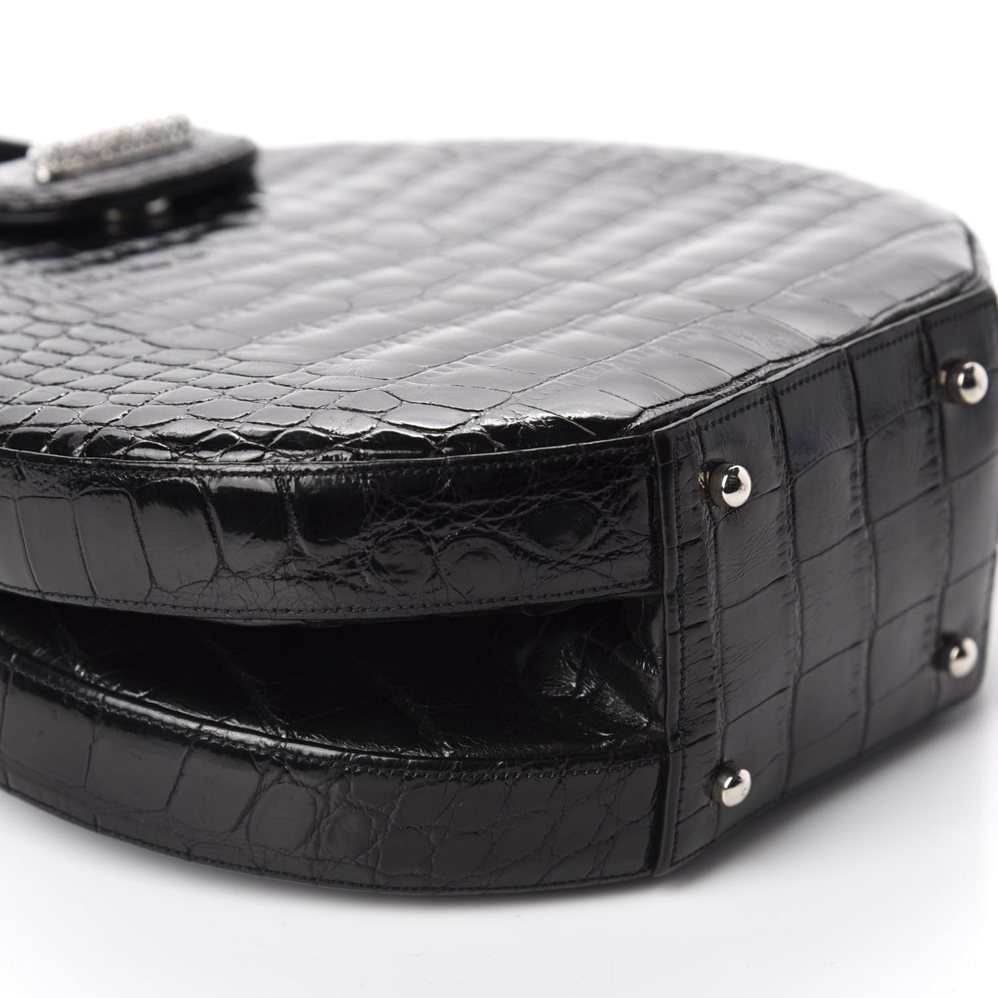 Crocodile Crystal Evening Bag Black