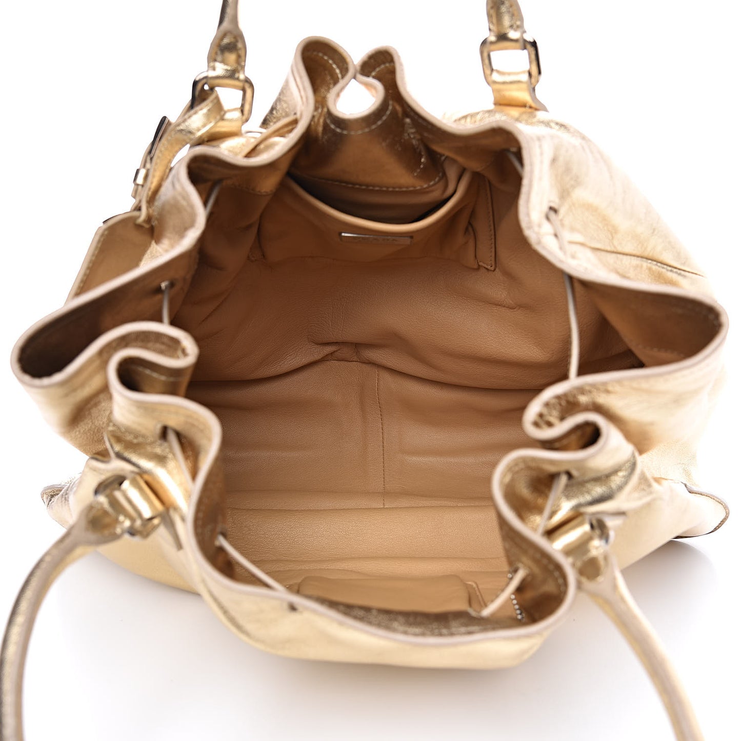 Nappa Soft Drawstring Tote Platino