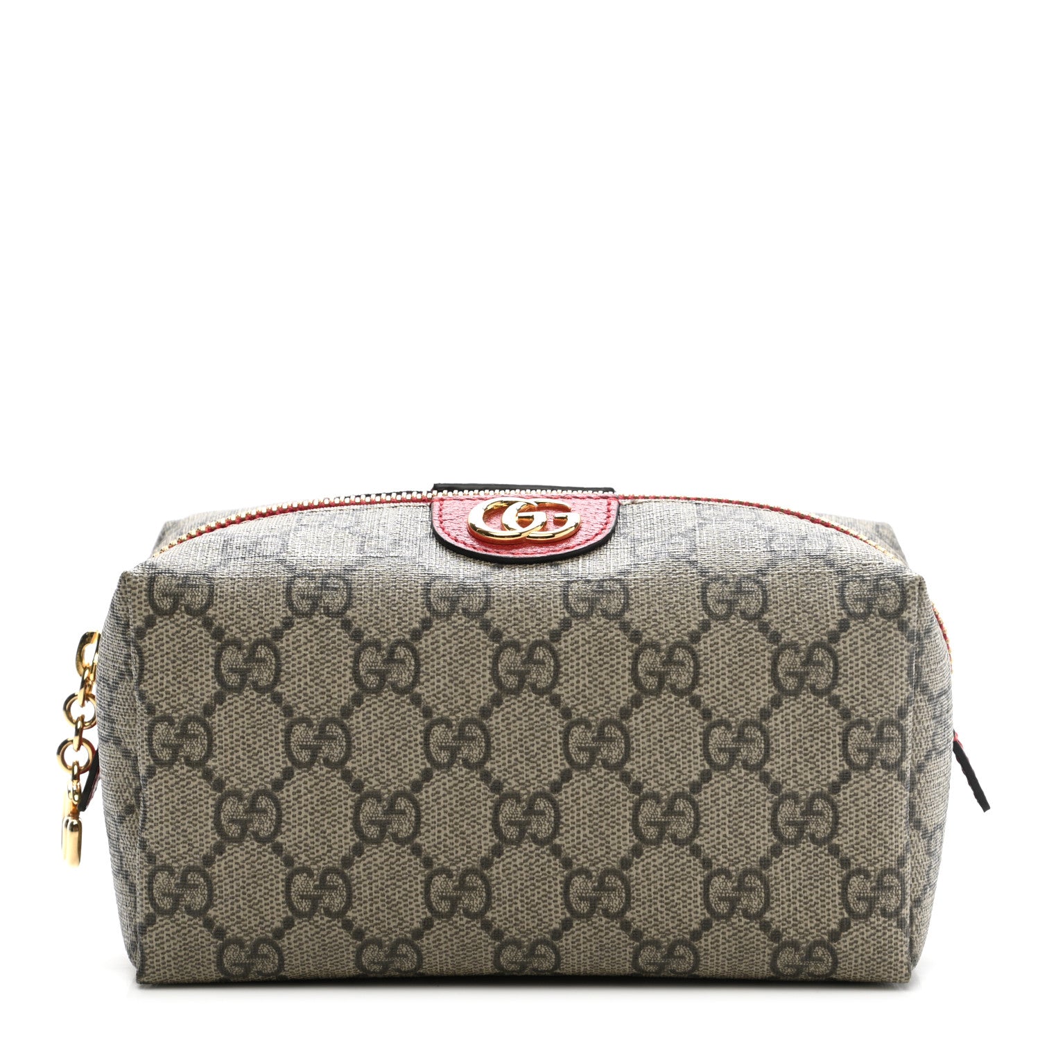 Gucci Soft GG Supreme Monogram Calfskin Medium Ophidia Cosmetic Case Beige Ebony Hibiscus Red 1 of 7