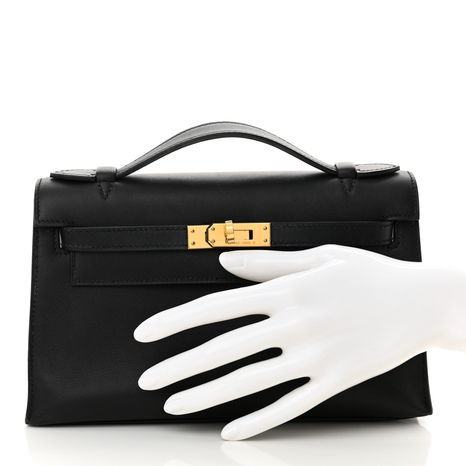 Hermes Swift Kelly Pochette Clutch Black 2 of 15