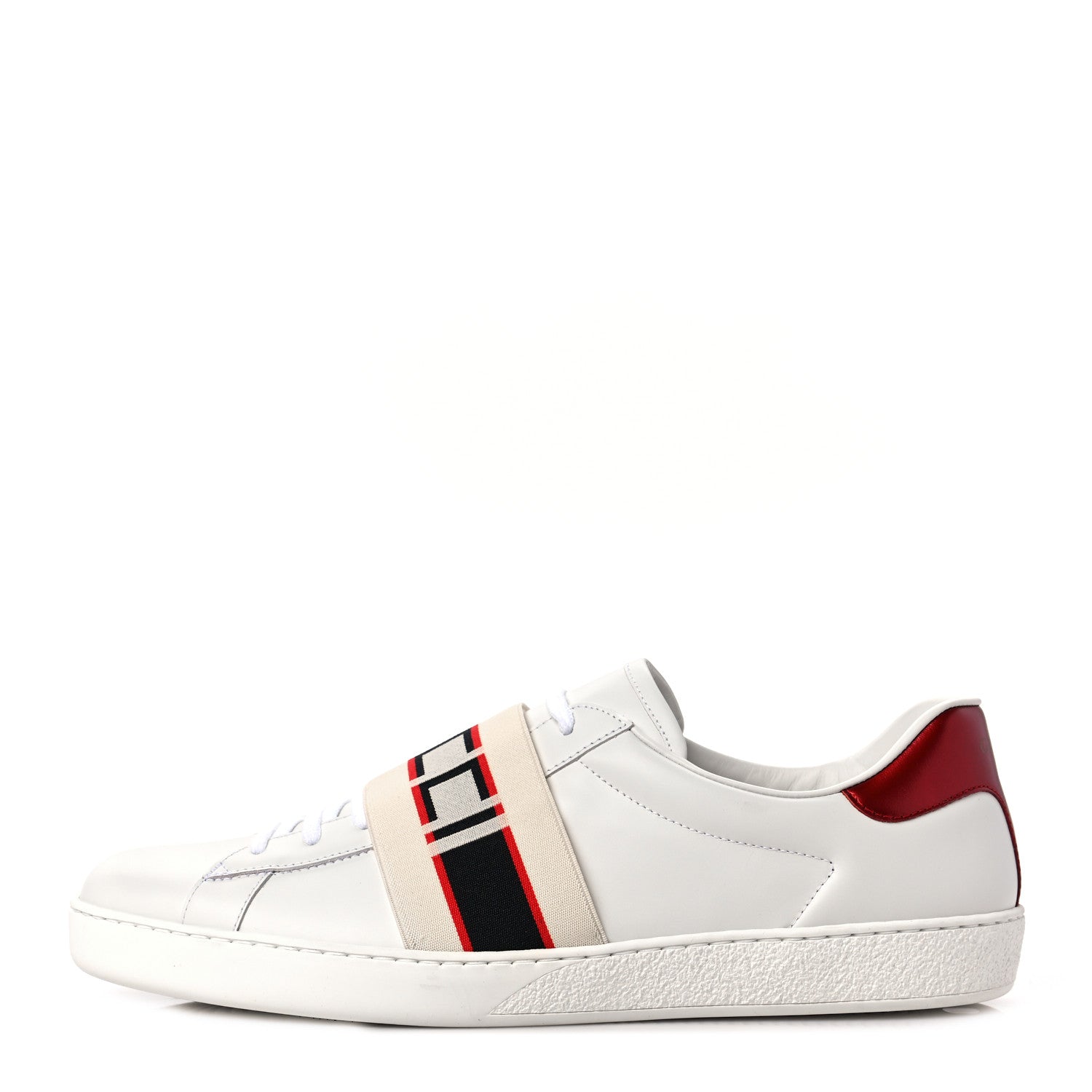 Gucci Calfskin Stripe Mens New Ace Sneaker 11 White Ecru Red Flame 1 of 9