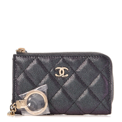 Chanel Iridescent Caviar Quilted Key Holder Case Black 1 of 16