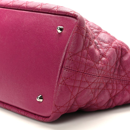 Christian Dior Coated Canvas Cannage Medium Panarea Tote Raspberry 9 of 11