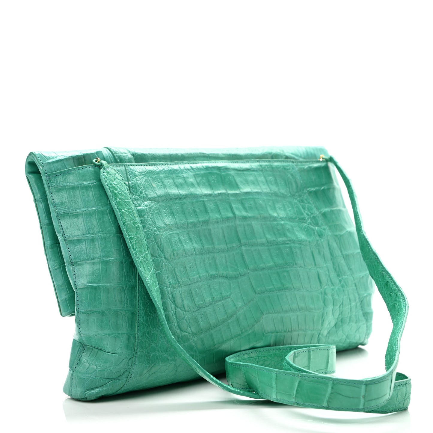 Crocodile Foldover Clutch Green