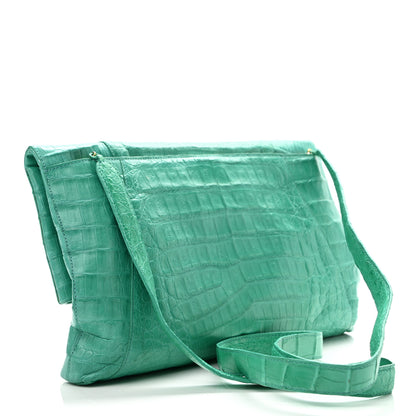 Nancy Gonzalez Crocodile Foldover Clutch Green 3 of 11