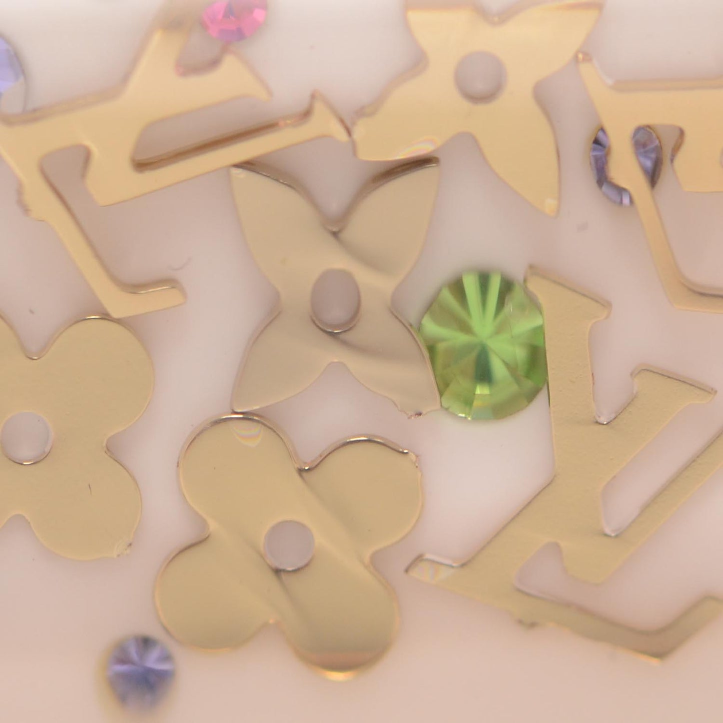 Resin Inclusion Speedy Bag Charm Key Chain Beige