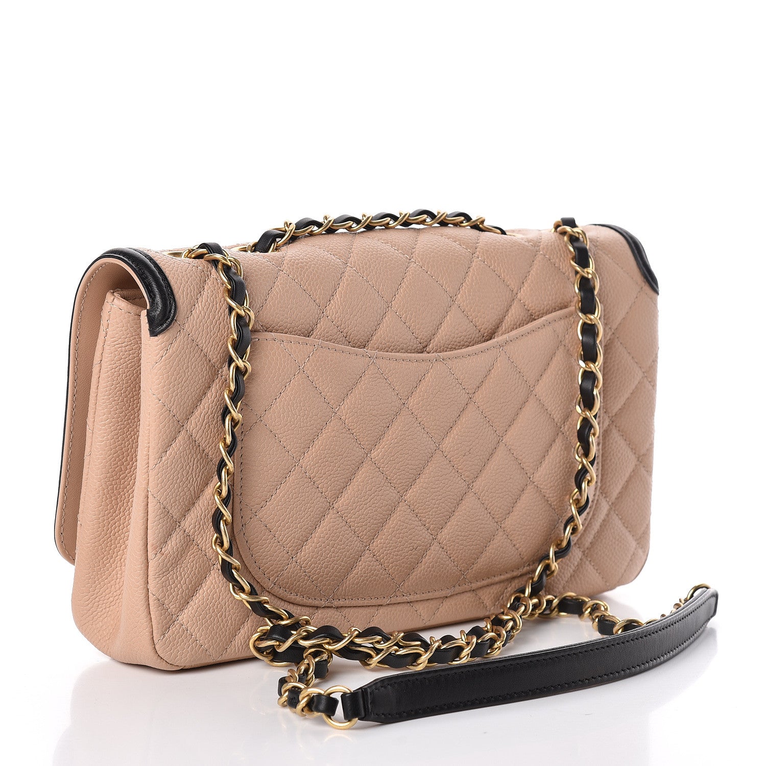 Chanel Caviar Quilted Medium CC Filigree Flap Beige Black 3 of 12