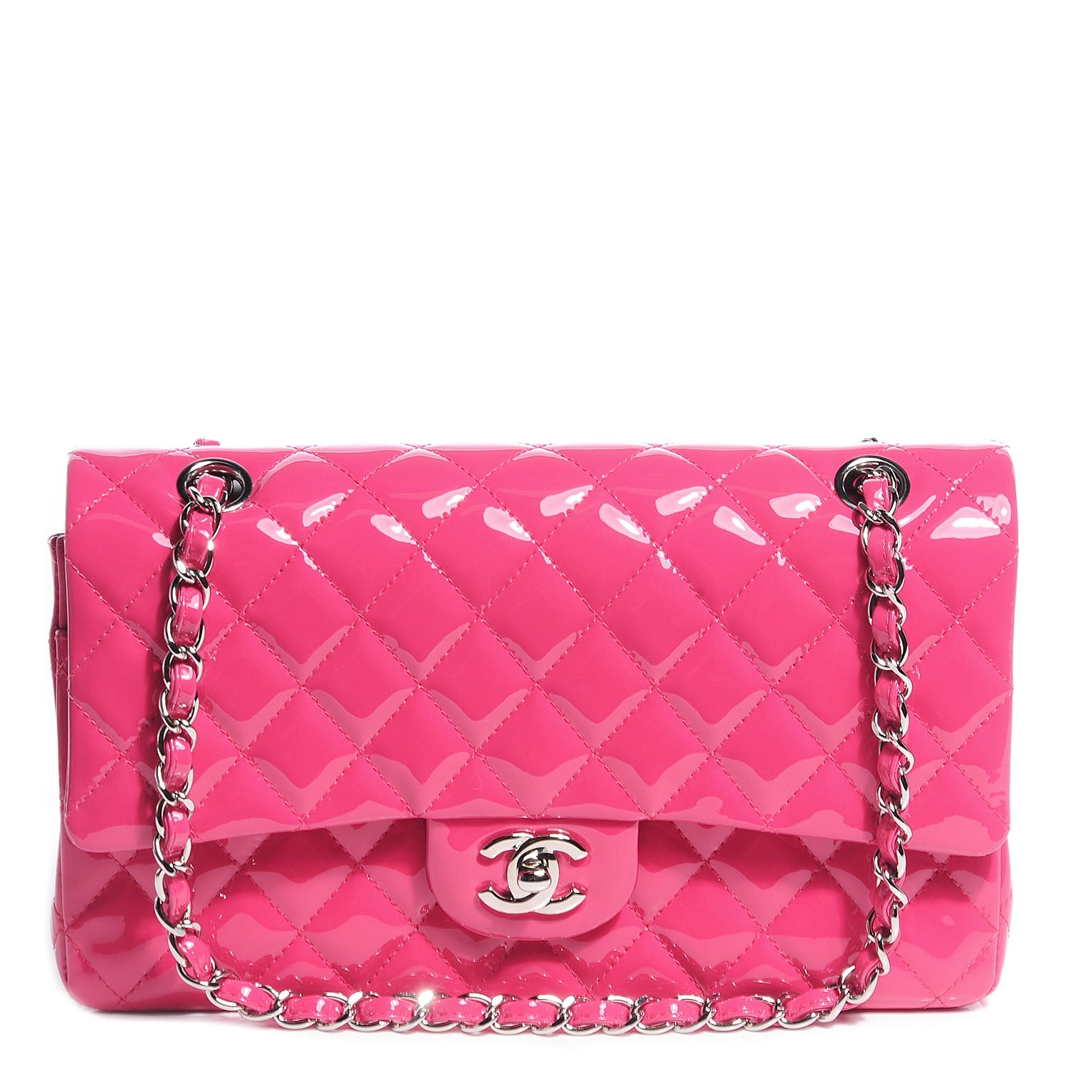 Chanel Patent Quilted Medium Double Flap Fuchsia 1 of 9