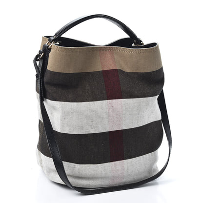Burberry Canvas Mega Check Medium Ashby Hobo Black 2 of 8