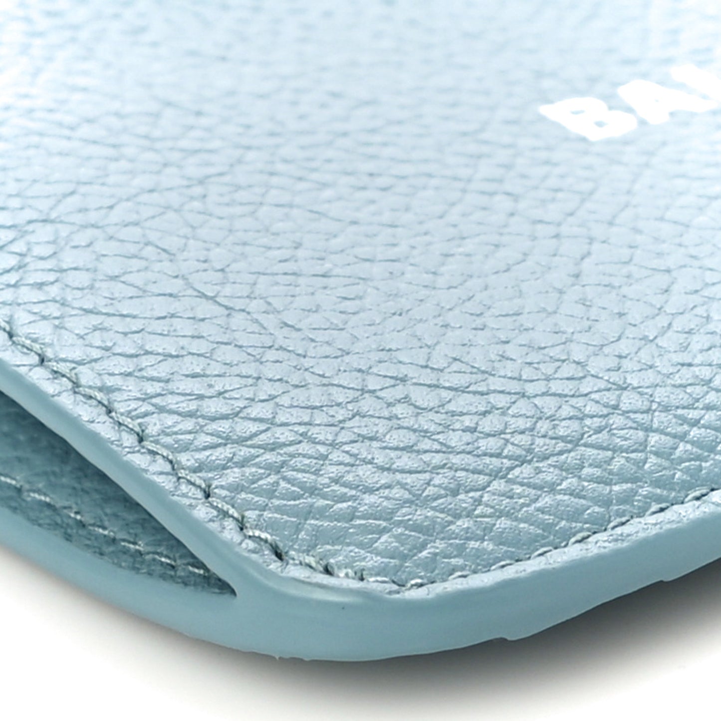 Grained Calfskin Logo Large Cash Long Coin Card Holder Blue Grey White