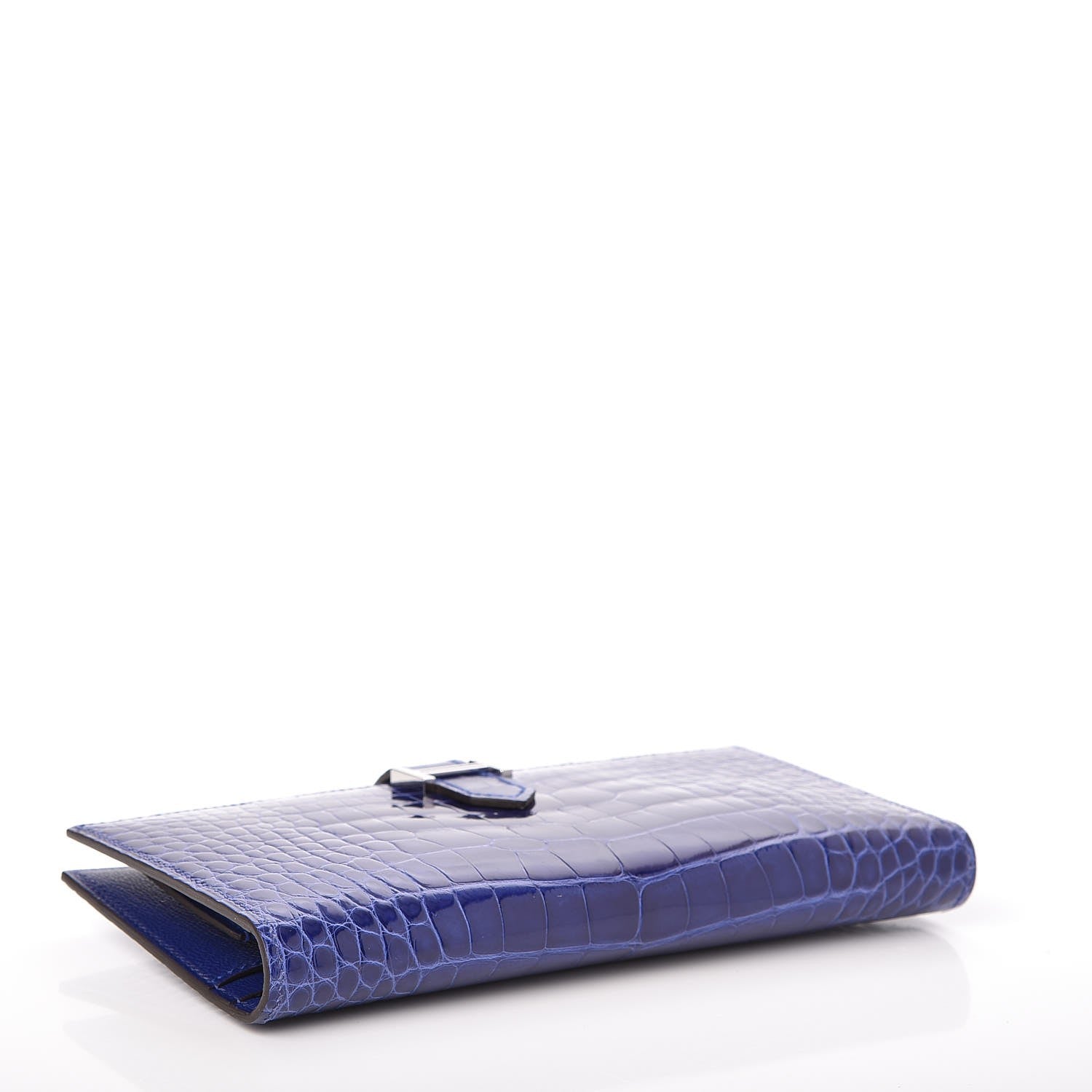 Hermes Shiny Alligator Bearn Wallet Bleu Electrique 4 of 9